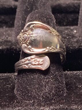 Hand Crafted Silver Floral Spoon Ring - Silver Band